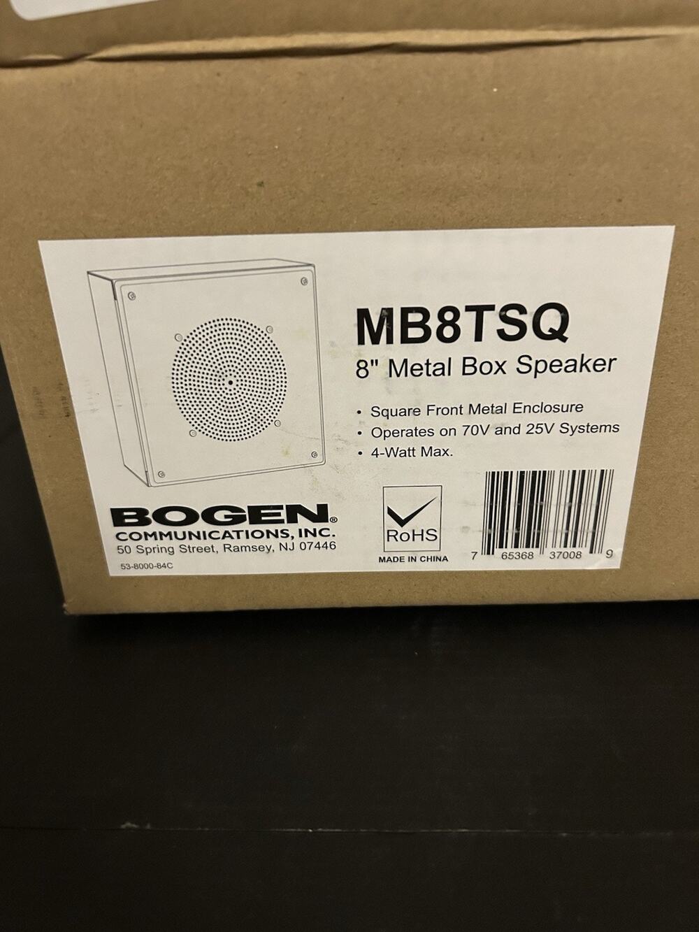 Bogen MB8TSQ 8" Square Metal Box Speaker 70V 25V Commercial Paging White